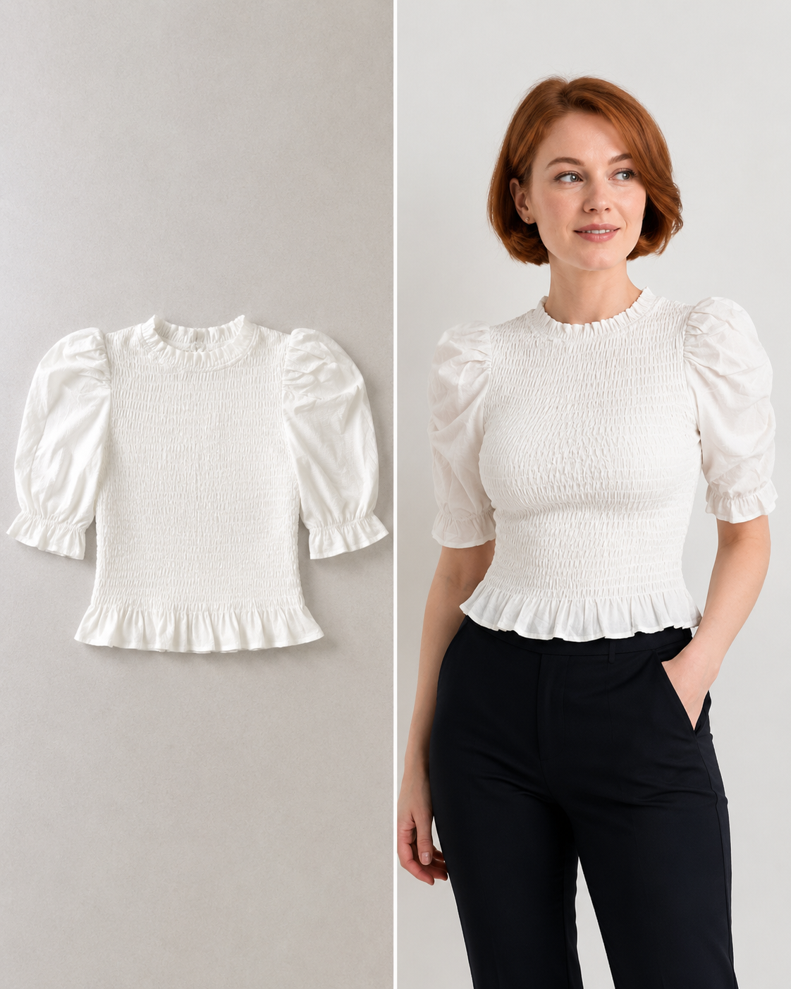 Blusa top smock mangas abullonadas