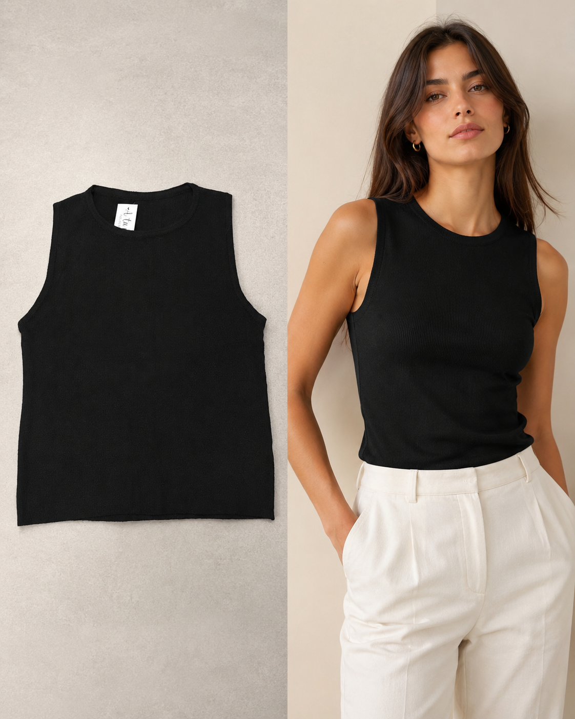 Musculosa Ribb Negra