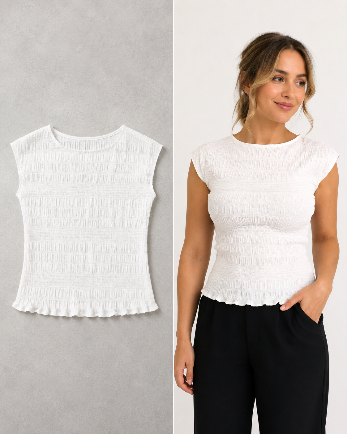 Remera Smock Top Blanca