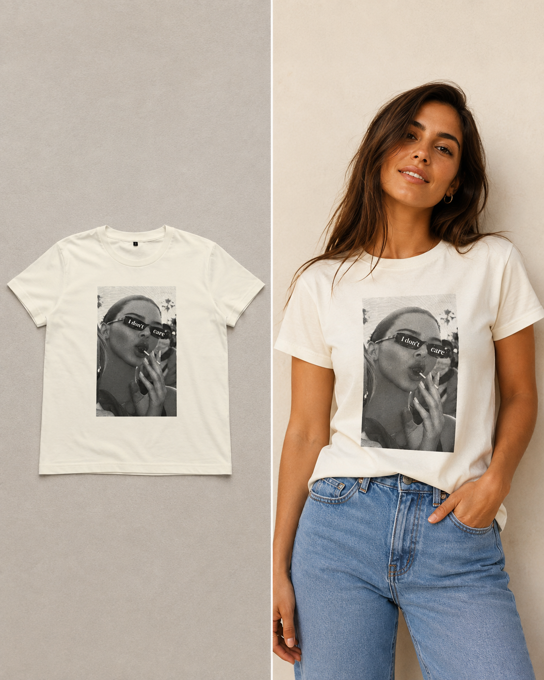 Remera 'I Don't Care' Estampada