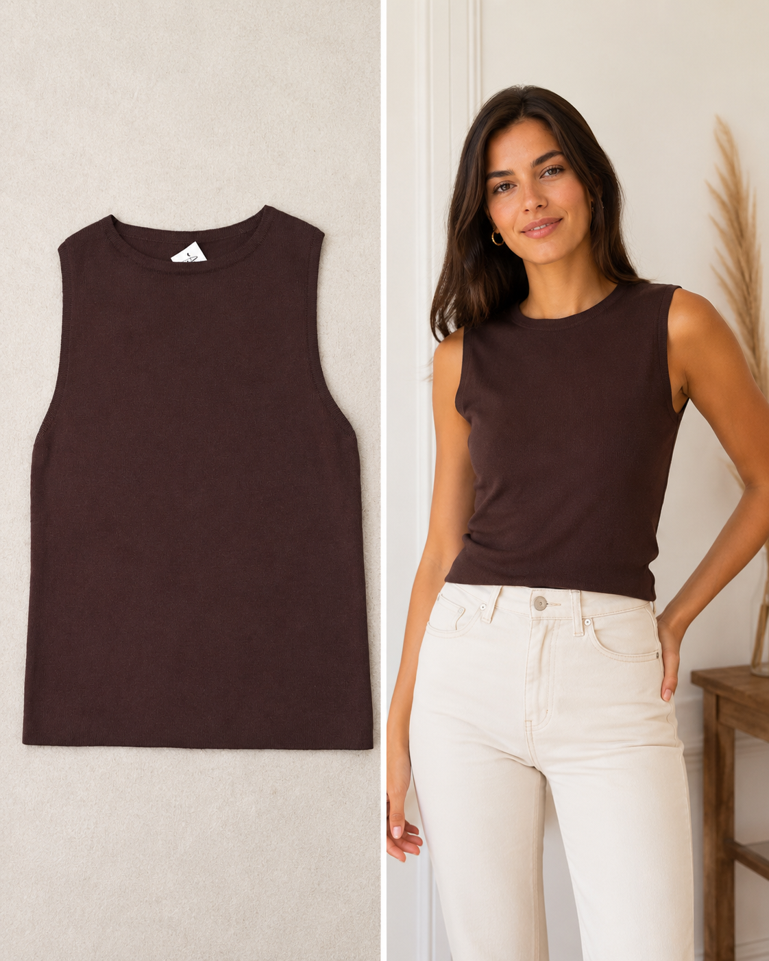 Musculosa Tejida Marrón